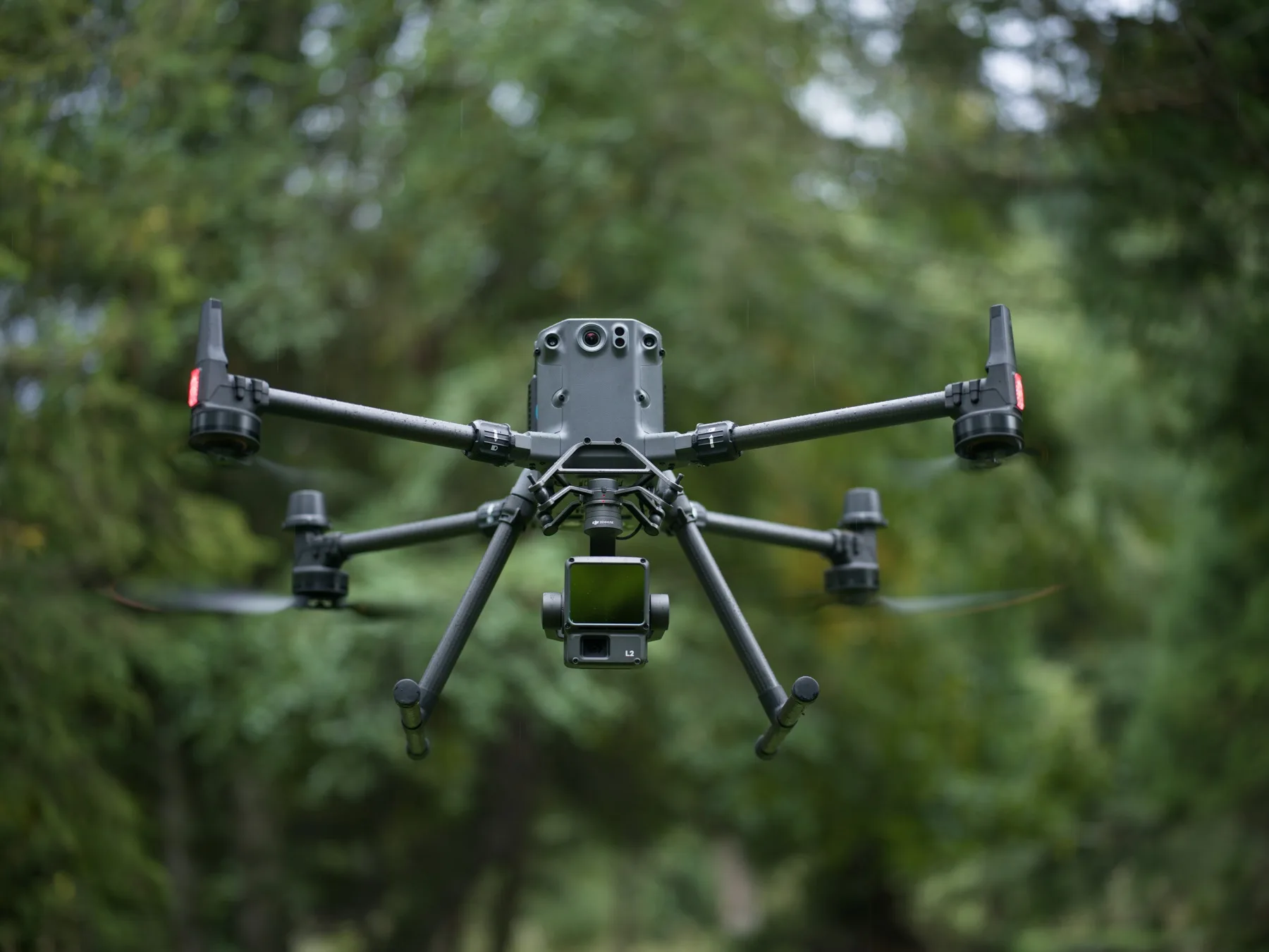 Enterprise survey drone carrying an aerial mapping payload in flight